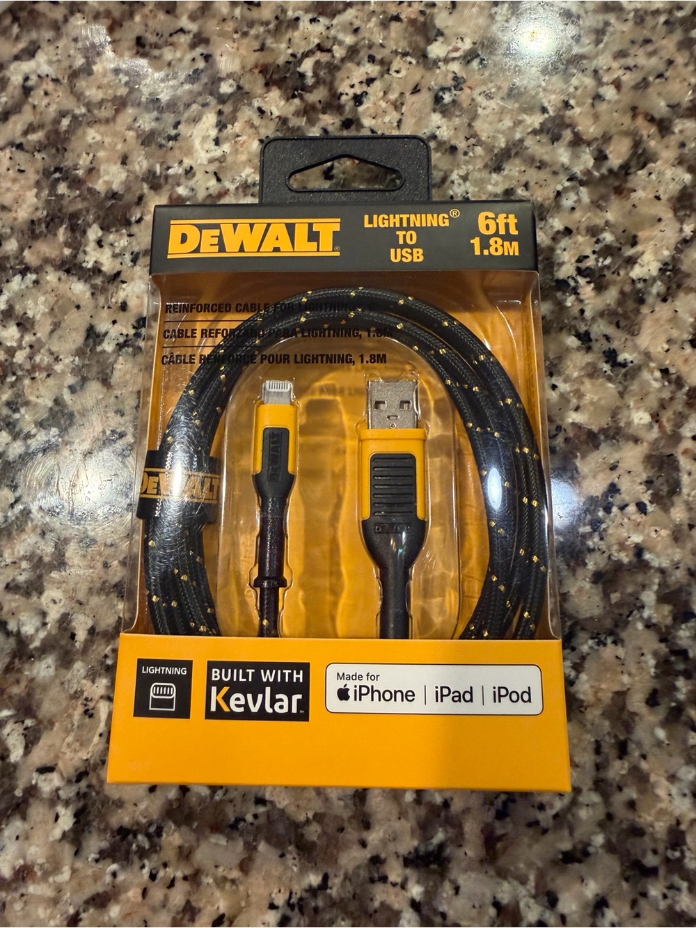 6ft Black & Yellow Lightning to USB Cable
